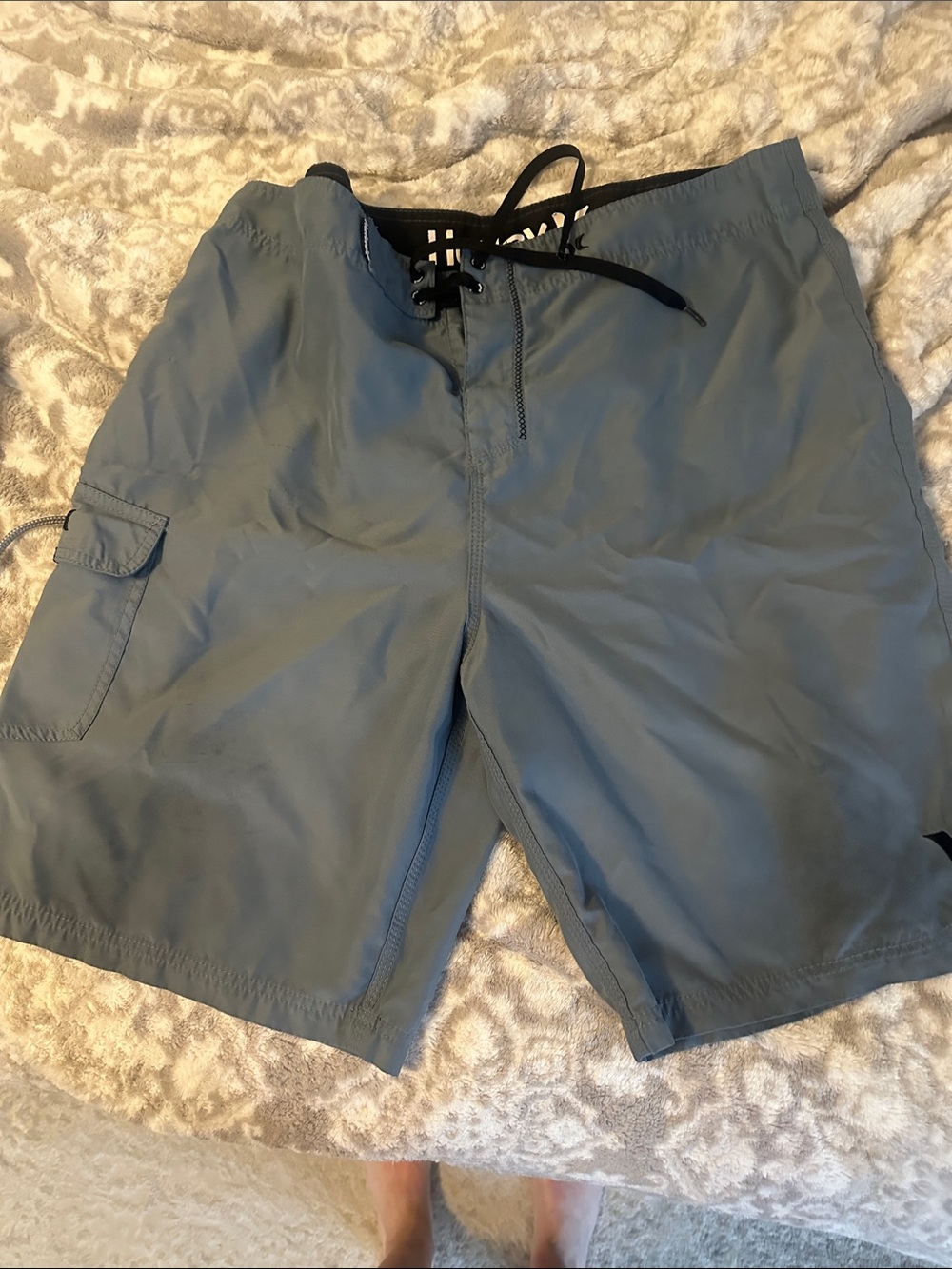 Hurley Slate Blue Boardshorts with Black Drawstring